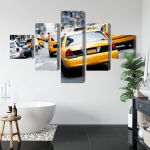 Peinture en plusieurs parties Des Taxis Dans Les Rues De New York – Image 5