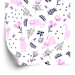 Papier Peint Pour Les Enfants - Chats Roses Endormis – Image 2