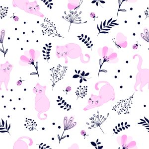 Papier Peint Pour Les Enfants - Chats Roses Endormis – Image 1