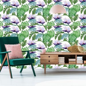 Papier Peint Fleurs Violettes Avec Des Feuilles – Image 6