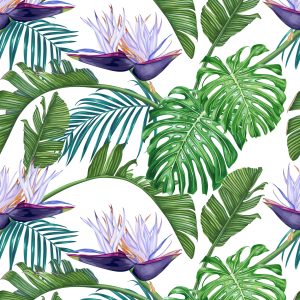 Papier Peint Fleurs Violettes Avec Des Feuilles – Image 1