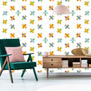 Papier Peint Avions Dans La Chambre Des Enfants Ciel Coloré – Image 6