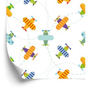 Papier Peint Avions Dans La Chambre Des Enfants Ciel Coloré – Image 2
