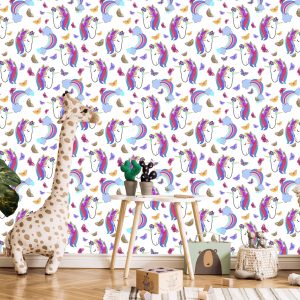 Papier Peint Pour Les Filles Papillons Colorés Licornes – Image 5
