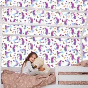 Papier Peint Pour Les Filles Papillons Colorés Licornes – Image 7