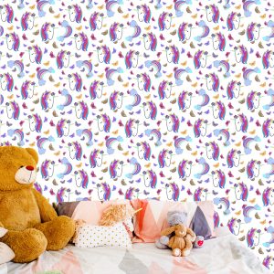 Papier Peint Pour Les Filles Papillons Colorés Licornes – Image 6