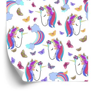 Papier Peint Pour Les Filles Papillons Colorés Licornes – Image 2