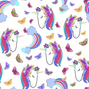 Papier Peint Pour Les Filles Papillons Colorés Licornes – Image 1
