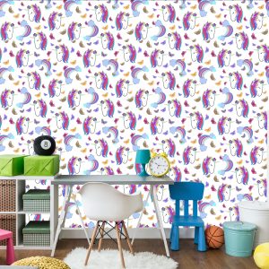 Papier Peint Pour Les Filles Papillons Colorés Licornes – Image 4