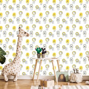 Papier Peint Pour Garçon Pastel Lions Safari Animaux – Image 5