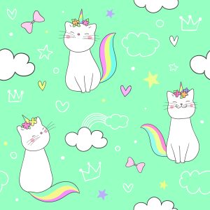 Papier Peint Pour Les Enfants - Chats Arc-En-Ciel – Image 1
