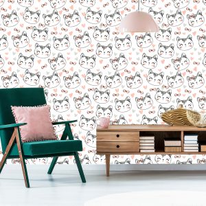 Papier Peint Pour Les Enfants - Chatons, Coeurs Et Nœuds – Image 6