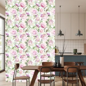Papier Peint Roses Parmi Les Feuilles Vertes – Image 4