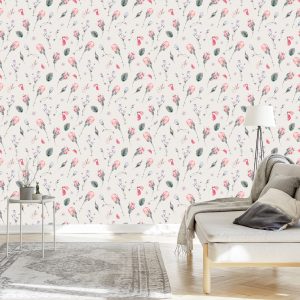 Papier Peint Fleurs Roses Vintage – Image 3
