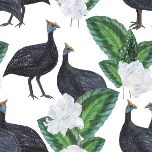 Papier Peint Oiseaux Et Plantes Exotiques – Image 1