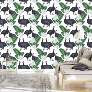 Papier Peint Oiseaux Et Plantes Exotiques – Image 3
