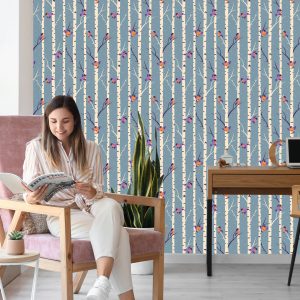 Papier Peint Oiseaux Colorés Parmi Les Arbres – Image 7