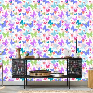 Papier Peint Dans La Chambre Des Enfants De Papillons Coeur Coloré – Image 5