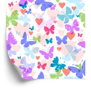 Papier Peint Dans La Chambre Des Enfants De Papillons Coeur Coloré – Image 2