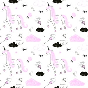 Papier Peint Pour Les Filles Licornes Nuages ​​Diamants – Image 1