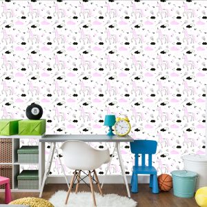 Papier Peint Pour Les Filles Licornes Nuages ​​Diamants – Image 4