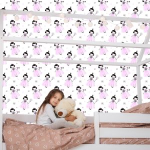 Papier Peint Pour Une Fille La Princesse Avec Des Arcs Et Des Oiseaux – Image 7
