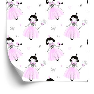 Papier Peint Pour Une Fille La Princesse Avec Des Arcs Et Des Oiseaux – Image 2