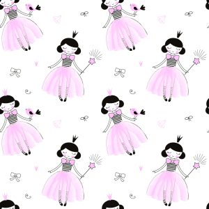 Papier Peint Pour Une Fille La Princesse Avec Des Arcs Et Des Oiseaux – Image 1