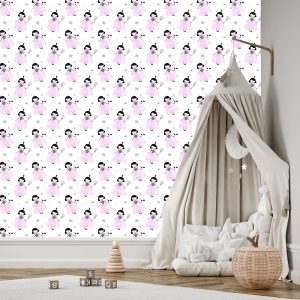 Papier Peint Pour Une Fille La Princesse Avec Des Arcs Et Des Oiseaux – Image 3