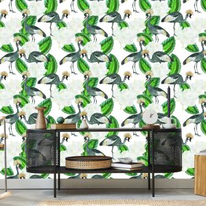 Papier Peint Grue Et Plantes – Image 5