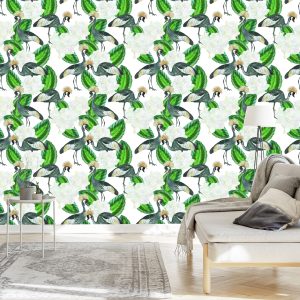 Papier Peint Grue Et Plantes – Image 3
