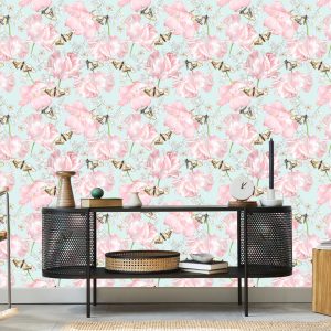 Papier Peint Papillons, Fleurs, Nature Verte – Image 5