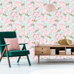 Papier Peint Papillons, Fleurs, Nature Verte – Image 6