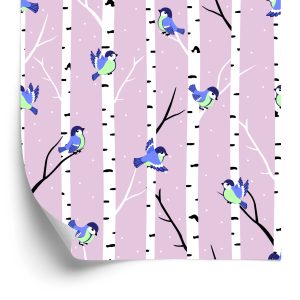Papier Peint Oiseaux Colorés Parmi Les Bouleaux – Image 2