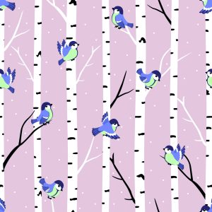 Papier Peint Oiseaux Colorés Parmi Les Bouleaux – Image 1
