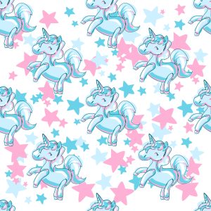 Papier Peint Pour Les Enfants - Licornes Souriantes Sur Fond D'étoiles – Image 1