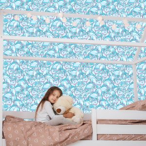 Papier Peint Pour Les Enfants - Licornes Colorées Souriantes – Image 7