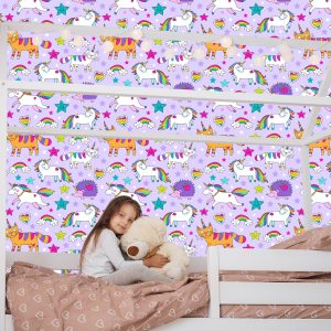 Papier Peint Pour Les Enfants - Animaux Colorés Et Licornes – Image 7