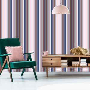 Papier Peint Classique Dans Le Salon De La Chambre À Coucher À Rayures Colorées – Image 6