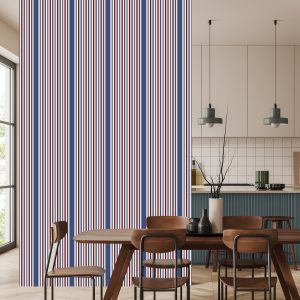 Papier Peint Classique Dans Le Salon De La Chambre À Coucher À Rayures Colorées – Image 4