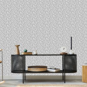 Papier Peint En Nuances De Gris, Une Mosaïque Pour Un Salon – Image 5