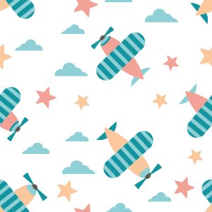 Papier Peint Pour Les Enfants, Les Avions Colorés De Nuages ​​D'étoiles – Image 1