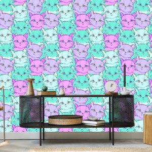 Papier Peint Pour Les Enfants - Petits Chats Colorés – Image 5