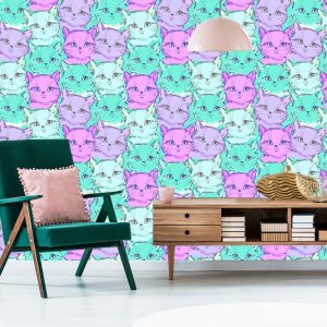Papier Peint Pour Les Enfants - Petits Chats Colorés – Image 6