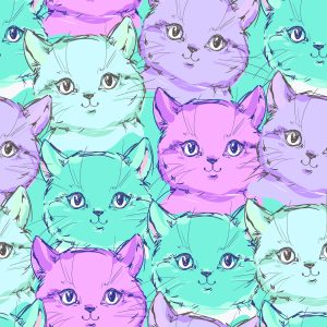 Papier Peint Pour Les Enfants - Petits Chats Colorés – Image 1