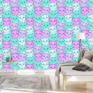 Papier Peint Pour Les Enfants - Petits Chats Colorés – Image 3