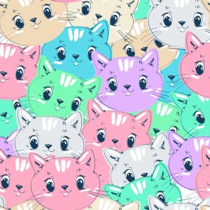 Papier Peint Pour Les Enfants - Chats Multicolores – Image 1