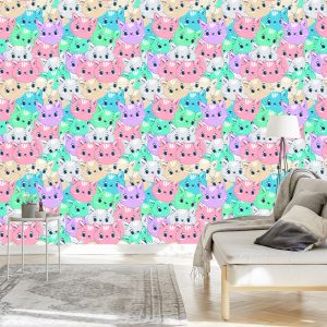 Papier Peint Pour Les Enfants - Chats Multicolores – Image 3