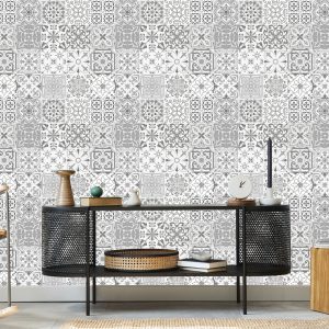 Papier Peint Belle Mosaïque Dans Les Tons De Gris – Image 5