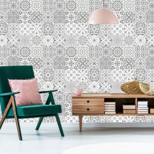 Papier Peint Belle Mosaïque Dans Les Tons De Gris – Image 6